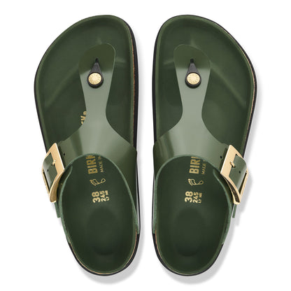 Gizeh Droplet Buckle Natural Leather Patent in Color High-Shine Thyme | Birkenstock