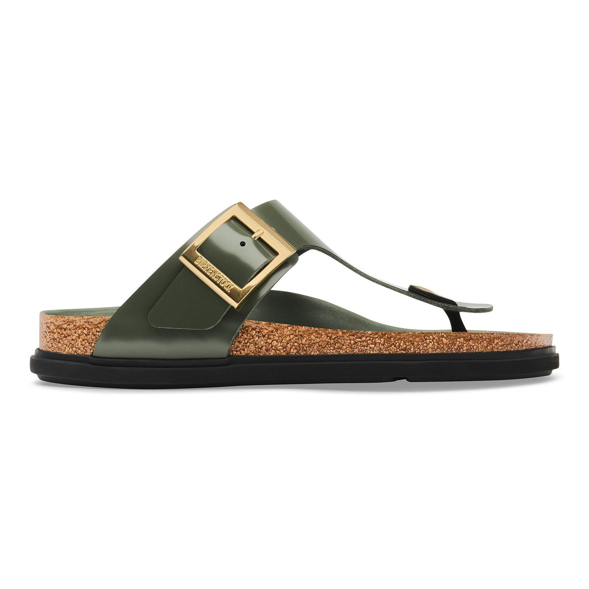 Gizeh Droplet Buckle Natural Leather Patent in Color High-Shine Thyme | Birkenstock