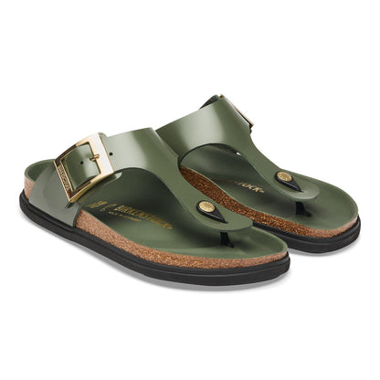 Gizeh Droplet Buckle Natural Leather Patent in Color High-Shine Thyme | Birkenstock
