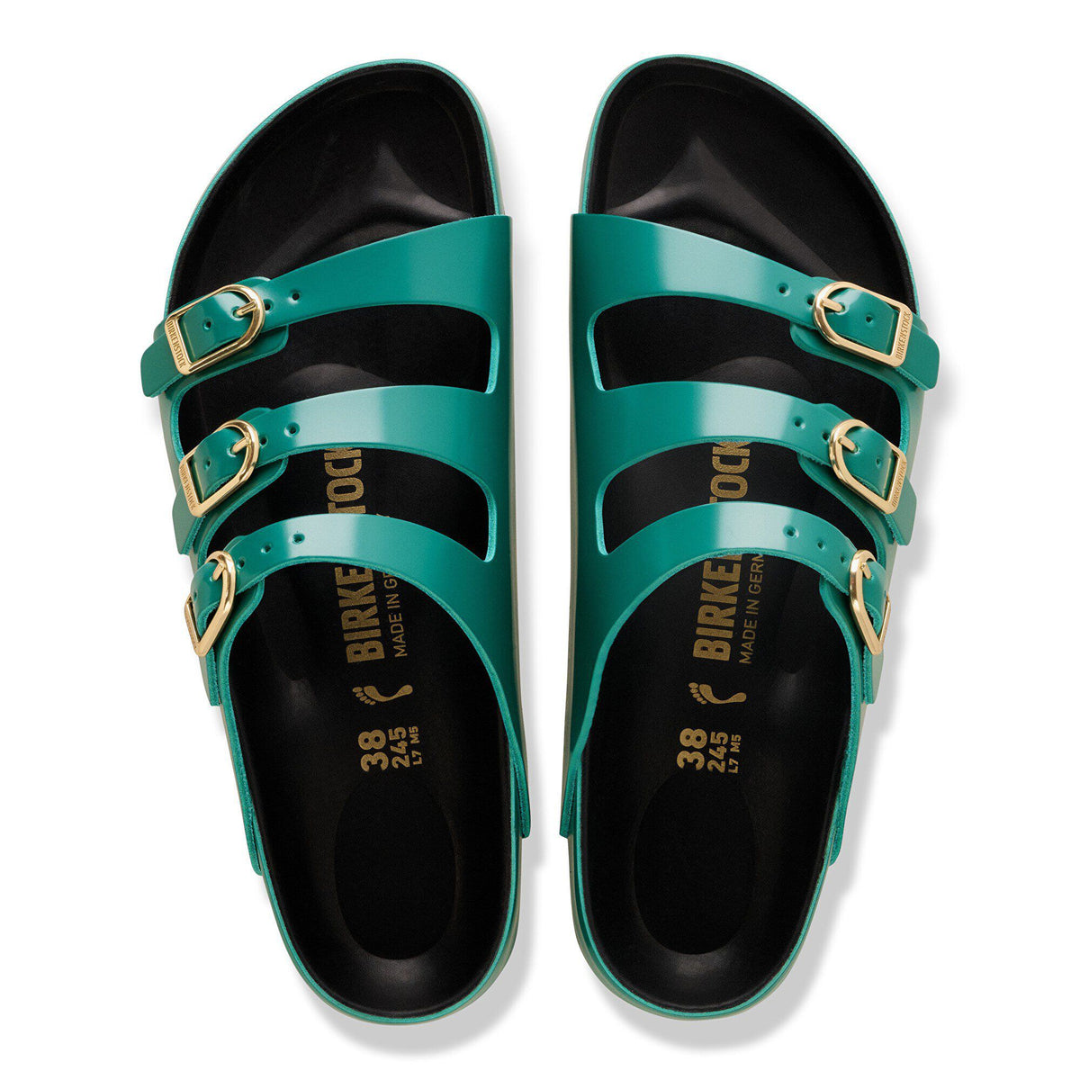 Florida Exquisite Natural Leather Patent in Color High-Shine Dark Teal/Black | Birkenstock