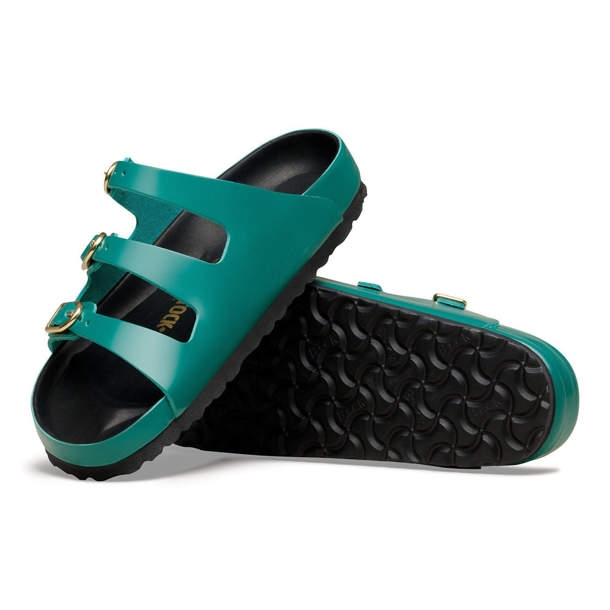 Florida Exquisite Natural Leather Patent in Color High-Shine Dark Teal/Black | Birkenstock