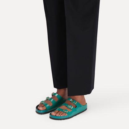 Florida Exquisite Natural Leather Patent in Color High-Shine Dark Teal/Black | Birkenstock
