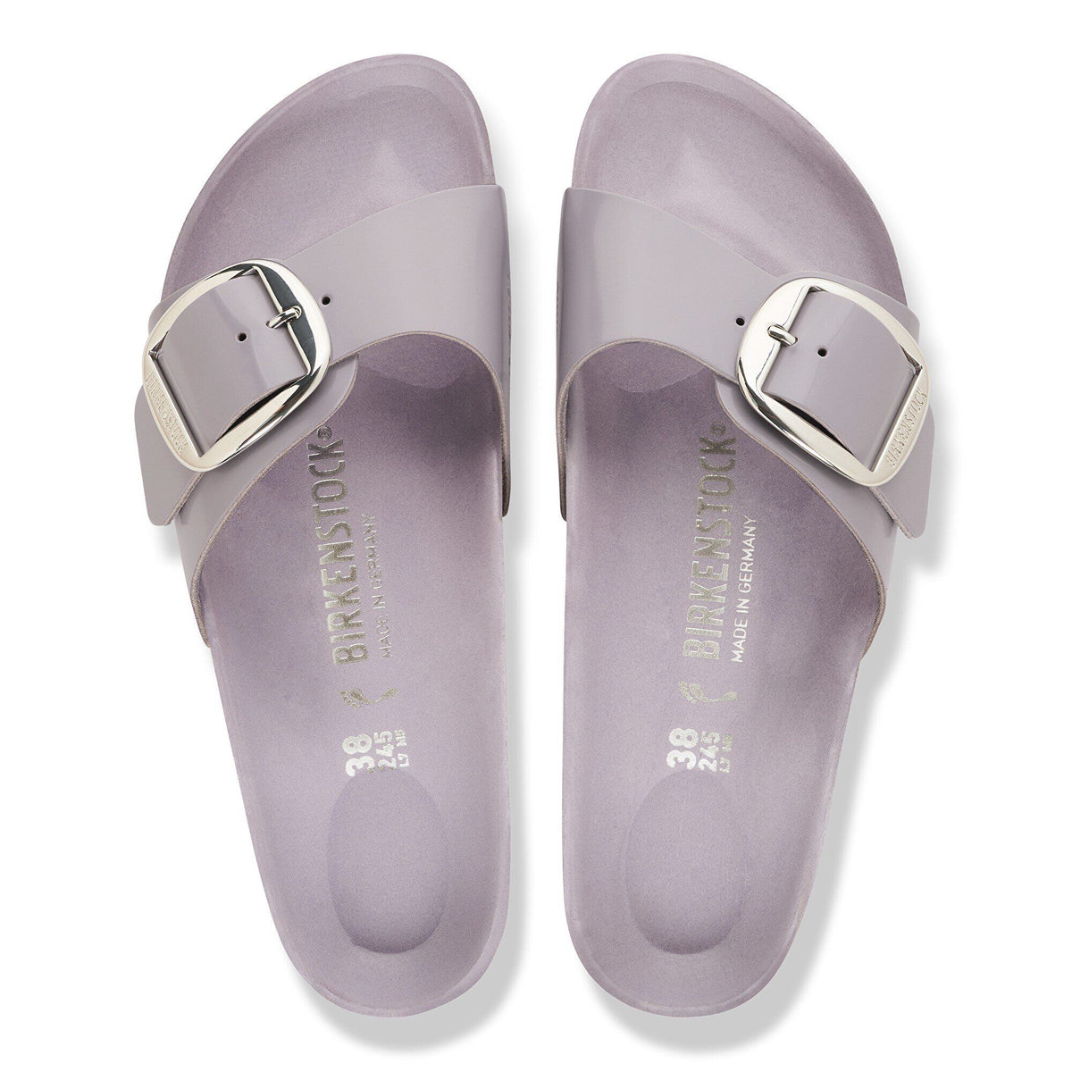 Madrid Big Buckle Natural Leather Patent in Color High-Shine Lavender Sky | Birkenstock