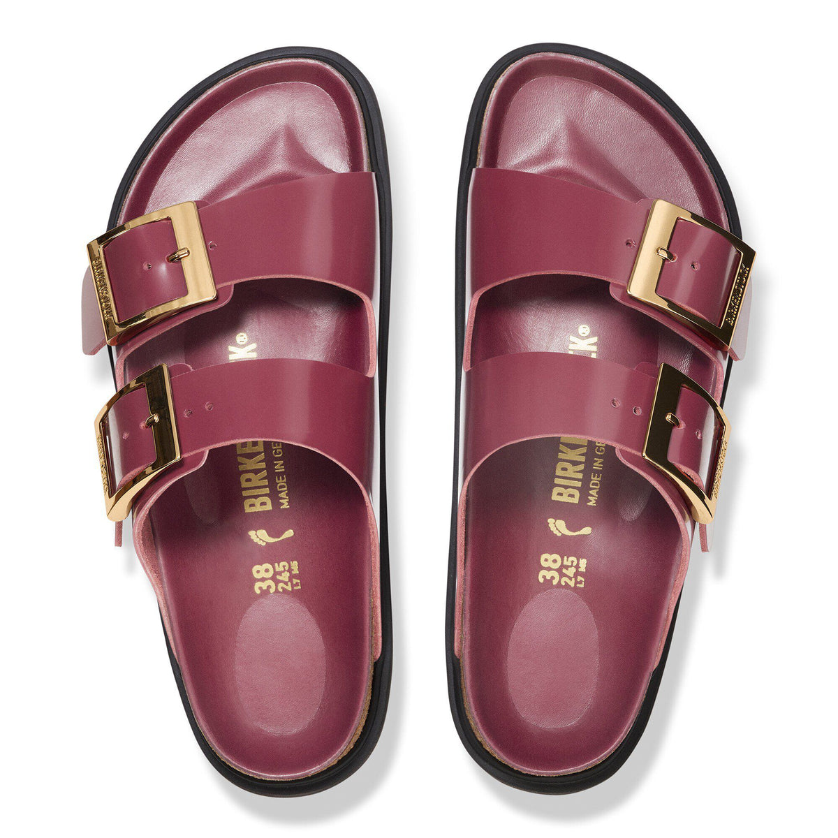 Arizona Droplet Buckle Natural Leather Patent in Color Zinfandel High Shine | Birkenstock