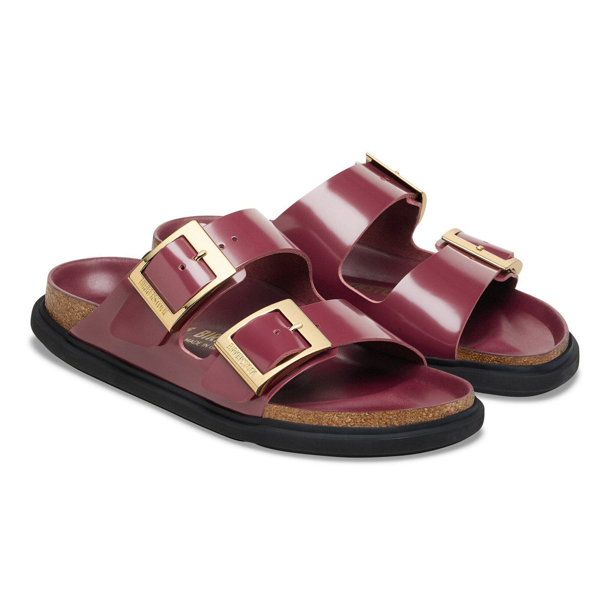 Arizona Droplet Buckle Natural Leather Patent in Color Zinfandel High Shine | Birkenstock