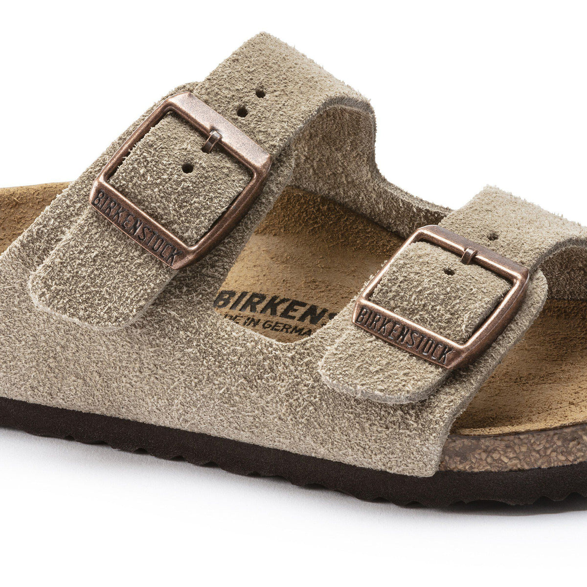 Arizona Kids Suede Leather in Color Taupe | Birkenstock