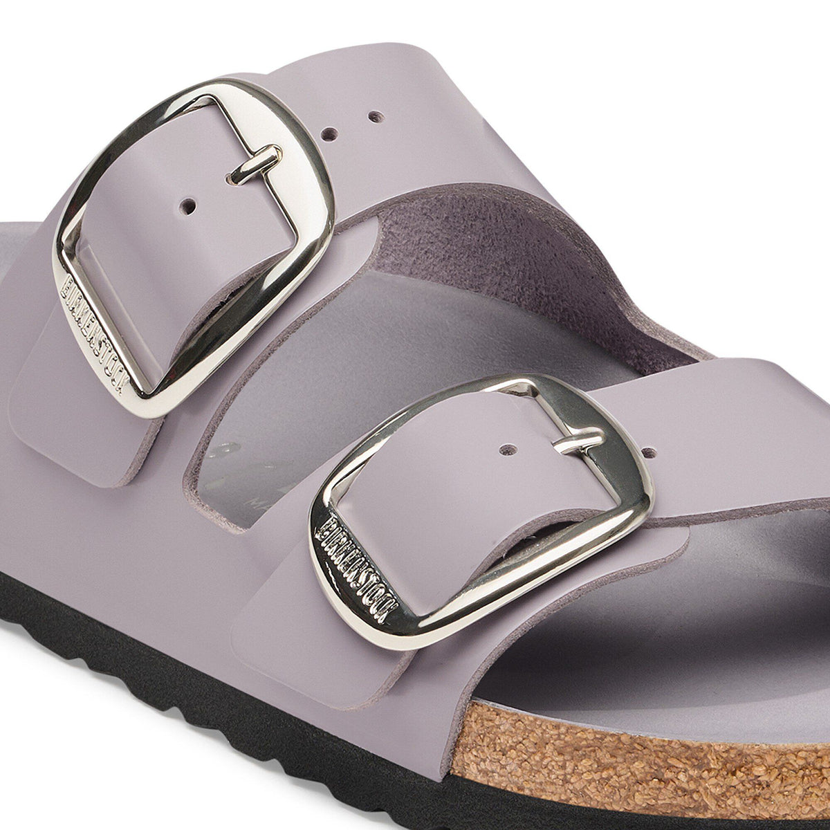 Arizona Big Buckle Natural Leather Patent in Color High-Shine Lavender Sky | Birkenstock