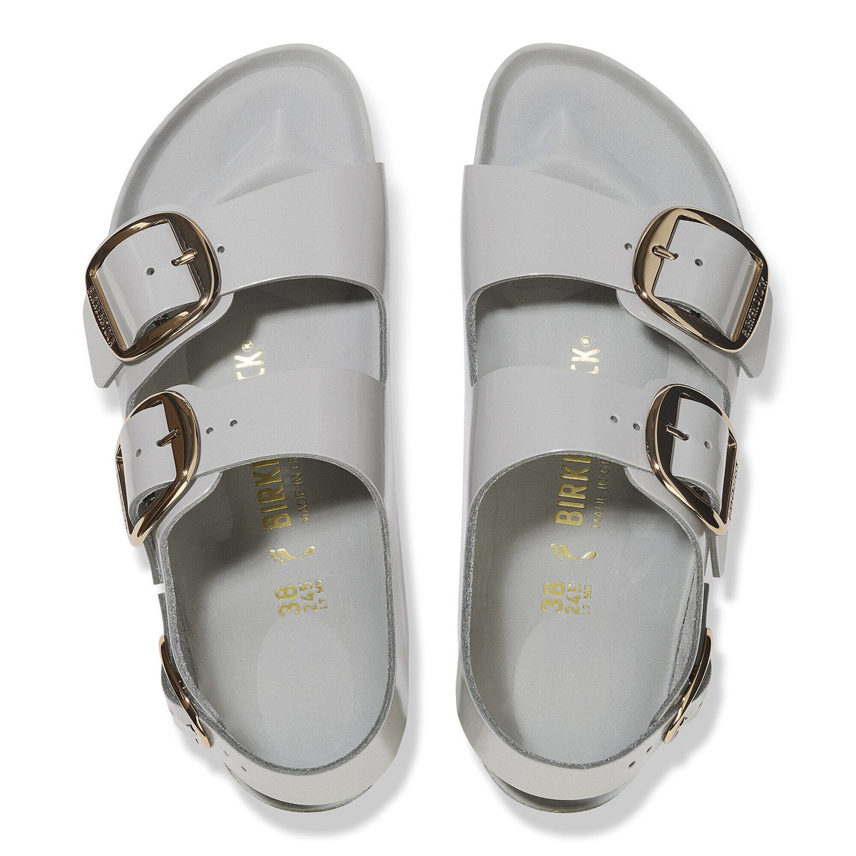 Milano Big Buckle Natural Leather Patent in Color High Shine Stone Coin | Birkenstock