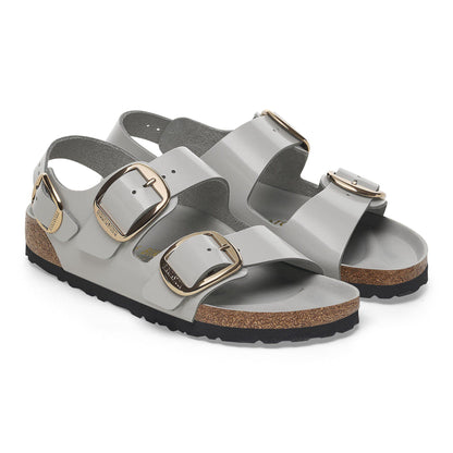 Milano Big Buckle Natural Leather Patent in Color High Shine Stone Coin | Birkenstock