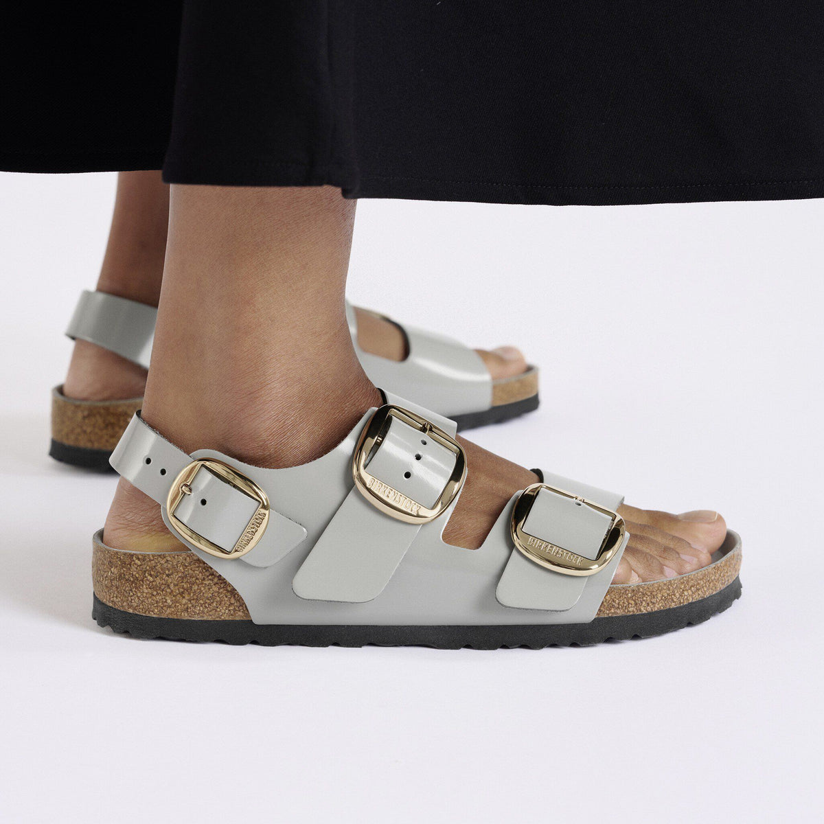 Milano Big Buckle Natural Leather Patent in Color High Shine Stone Coin | Birkenstock
