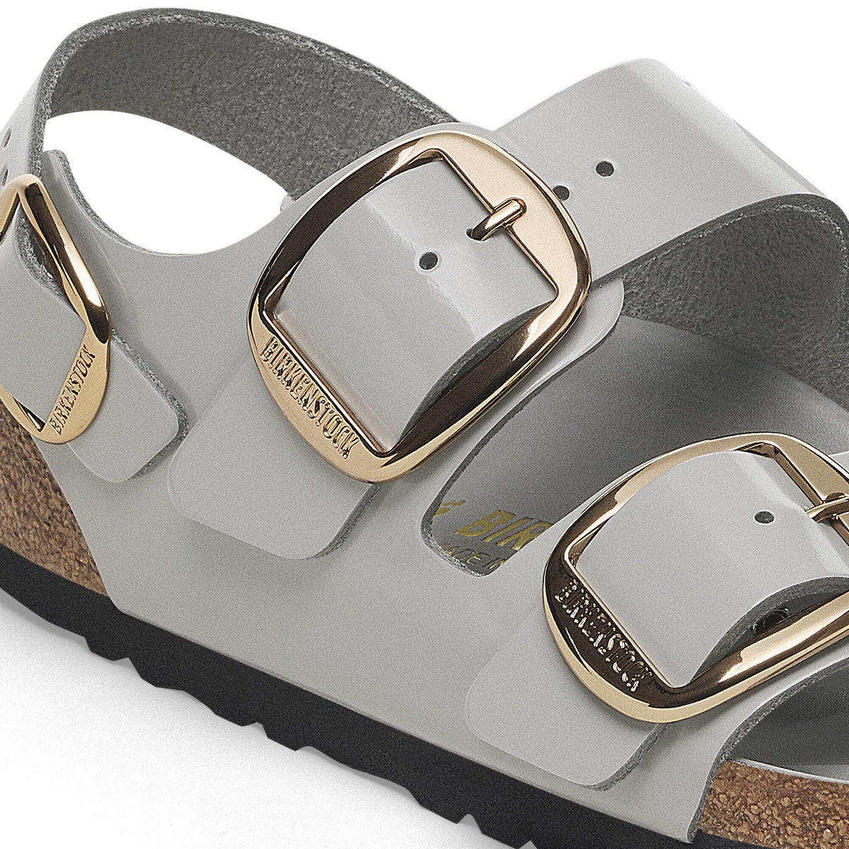 Milano Big Buckle Natural Leather Patent in Color High Shine Stone Coin | Birkenstock