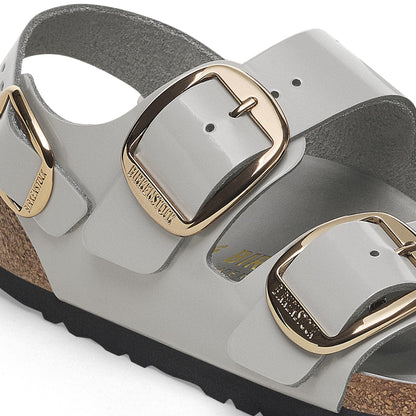 Milano Big Buckle Natural Leather Patent in Color High Shine Stone Coin | Birkenstock