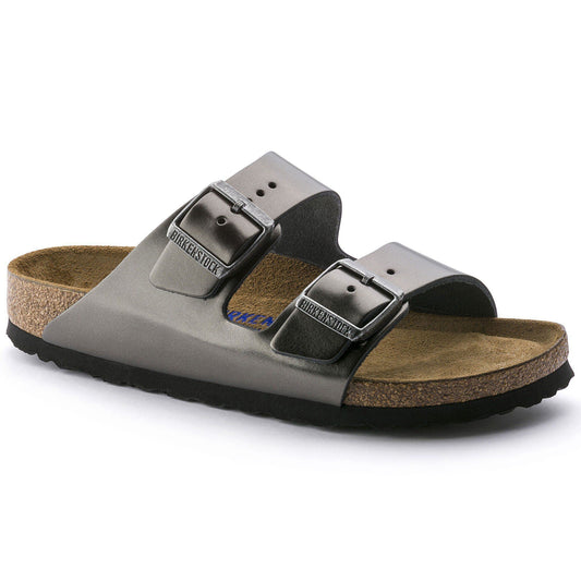 Arizona Soft Footbed Leather in Color Metallic Anthracite | Birkenstock