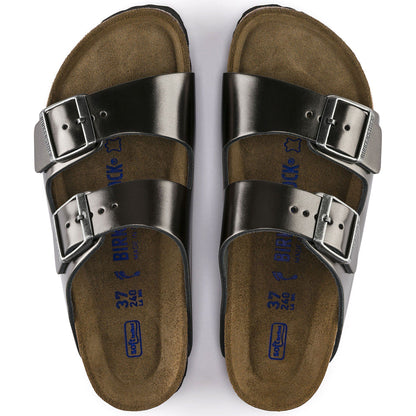 Arizona Soft Footbed Leather in Color Metallic Anthracite | Birkenstock