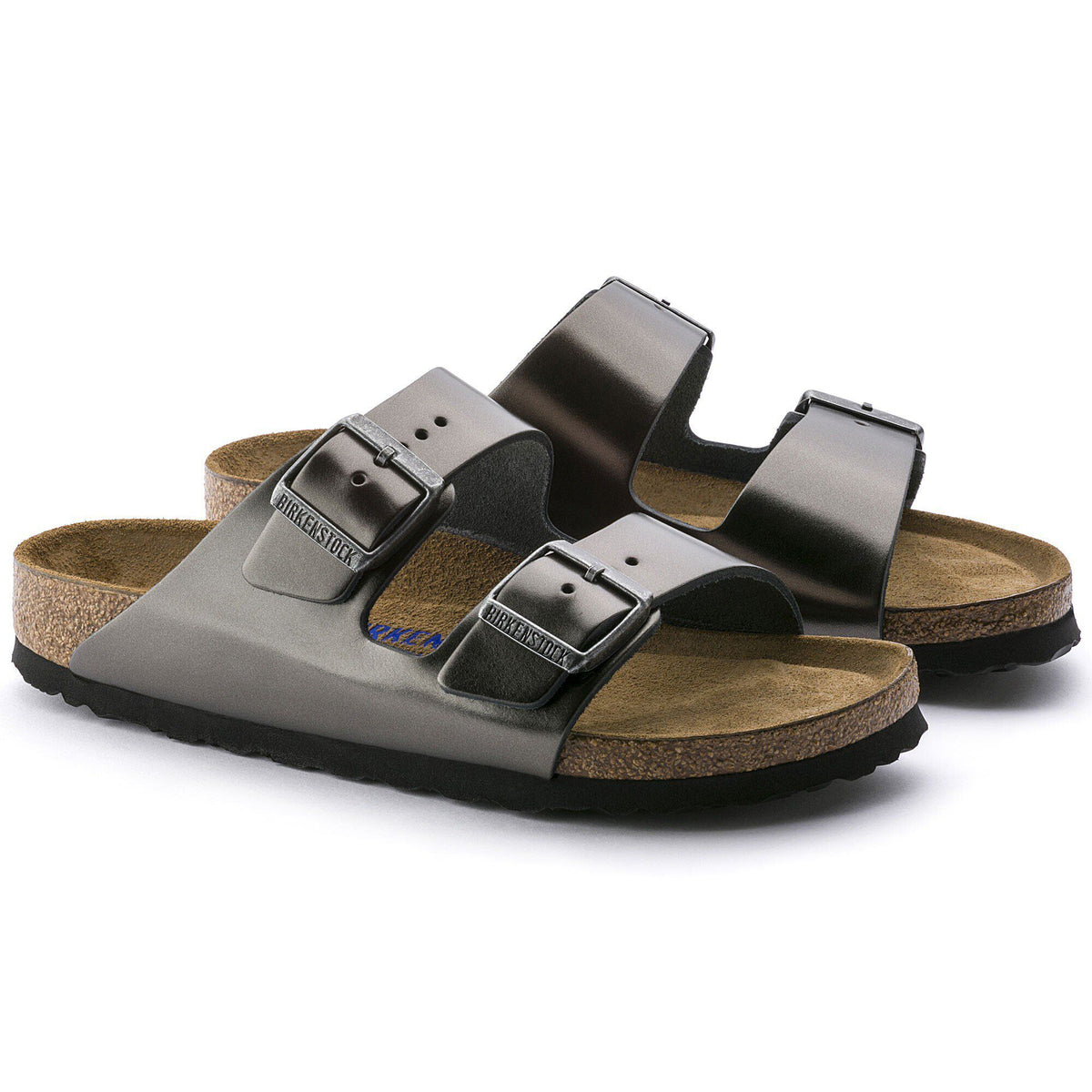 Arizona Soft Footbed Leather in Color Metallic Anthracite | Birkenstock