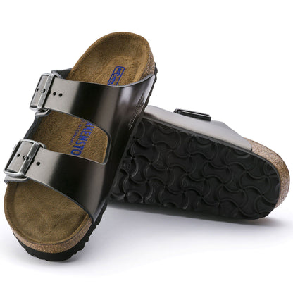 Arizona Soft Footbed Leather in Color Metallic Anthracite | Birkenstock