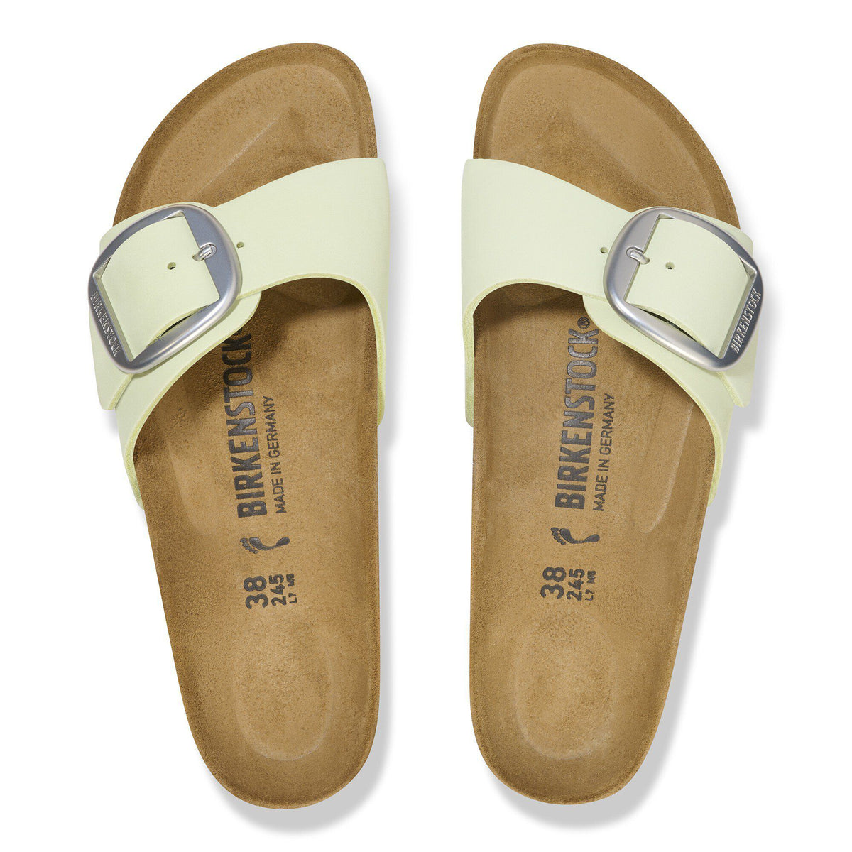 Madrid Big Buckle Nubuck Leather in Color Faded Lime | Birkenstock