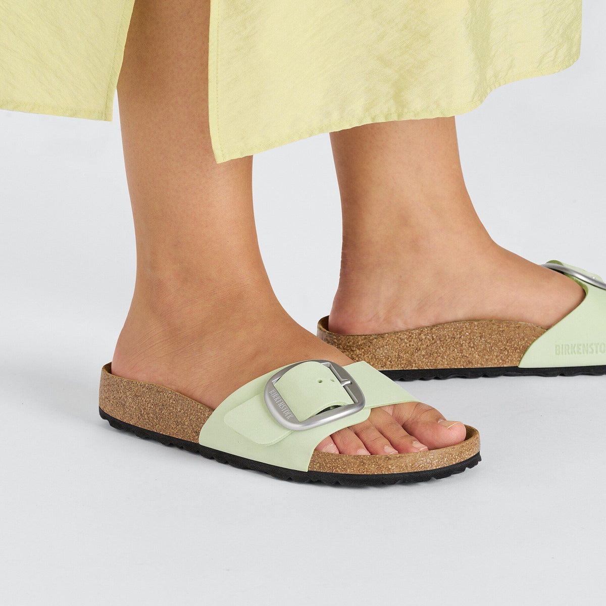 Madrid Big Buckle Nubuck Leather in Color Faded Lime | Birkenstock