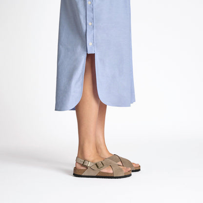 Tulum Soft Footbed Suede Nubuck in Color Taupe | Birkenstock