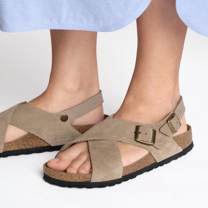 Tulum Soft Footbed Suede Nubuck in Color Taupe | Birkenstock