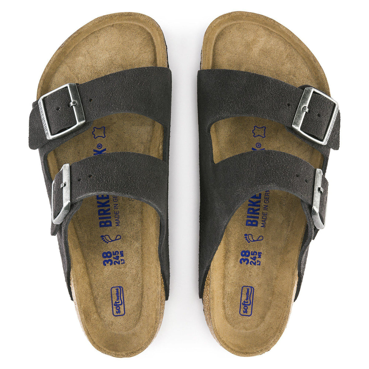 Arizona Soft Footbed Suede Leather in Color Velvet Gray | Birkenstock