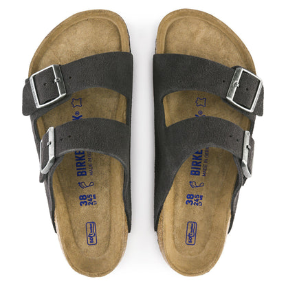 Arizona Soft Footbed Suede Leather in Color Velvet Gray | Birkenstock