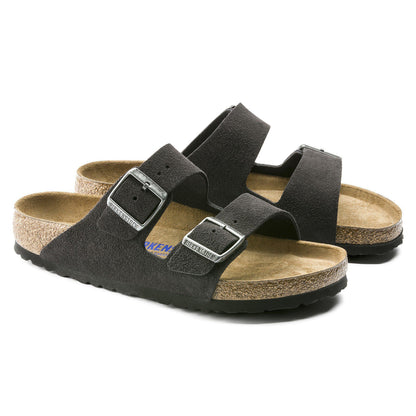 Arizona Soft Footbed Suede Leather in Color Velvet Gray | Birkenstock