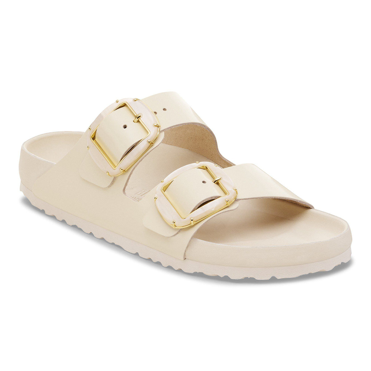 Arizona Big Buckle Pearl Natural Leather Patent in Color High Shine Ecru | Birkenstock