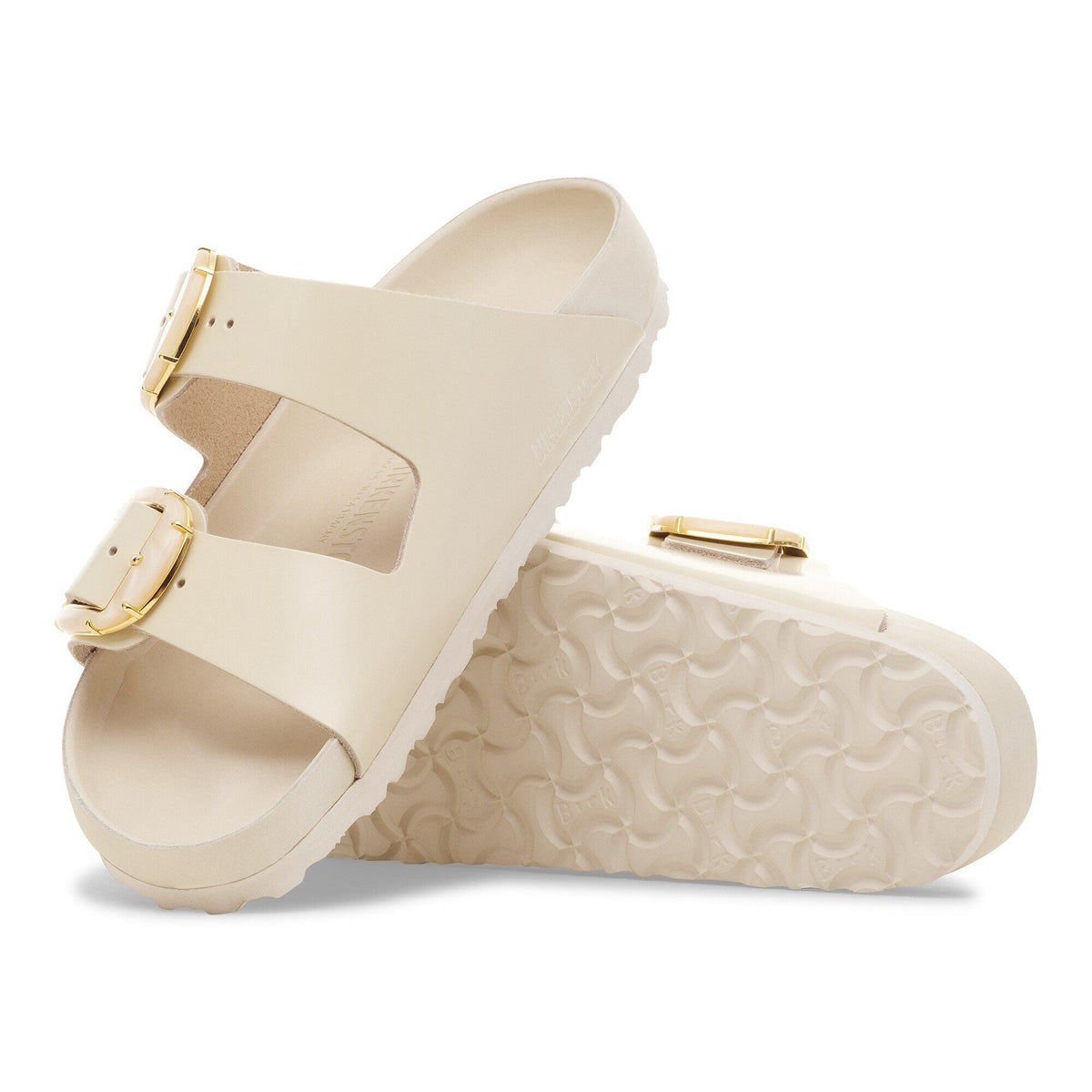 Arizona Big Buckle Pearl Natural Leather Patent in Color High Shine Ecru | Birkenstock