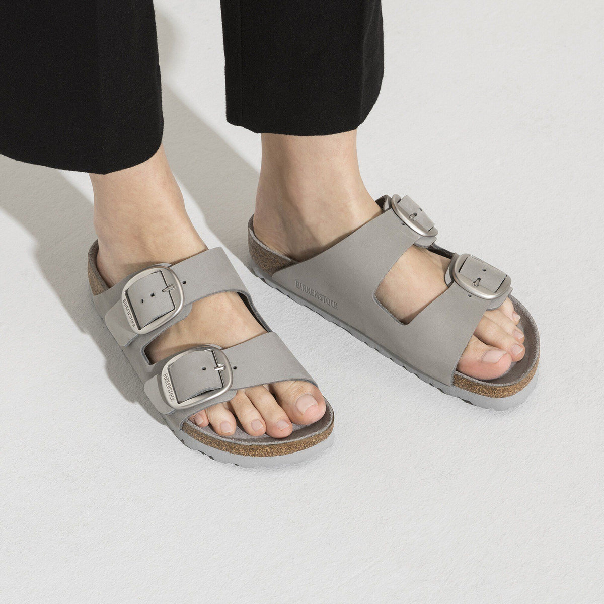 Arizona Big Buckle Nubuck Leather in Color Dove Gray | Birkenstock