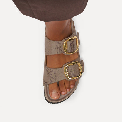 Arizona Big Buckle Synthetics in Color Python Gray Taupe | Birkenstock