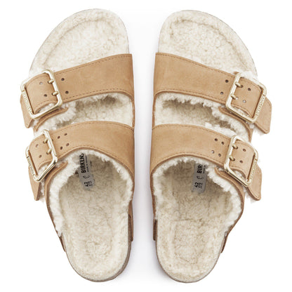 Arizona Bold Shearling Nubuck Leather in Color Cognac | Birkenstock