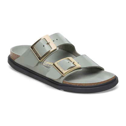 Arizona Droplet Buckle Natural Leather Patent in Color High Shine Pure Sage | Birkenstock