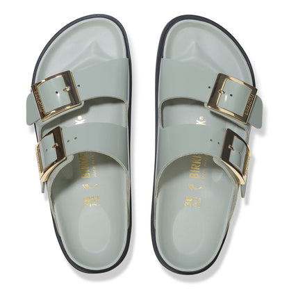 Arizona Droplet Buckle Natural Leather Patent in Color High Shine Pure Sage | Birkenstock