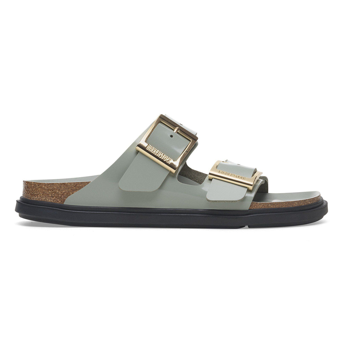 Arizona Droplet Buckle Natural Leather Patent in Color High Shine Pure Sage | Birkenstock