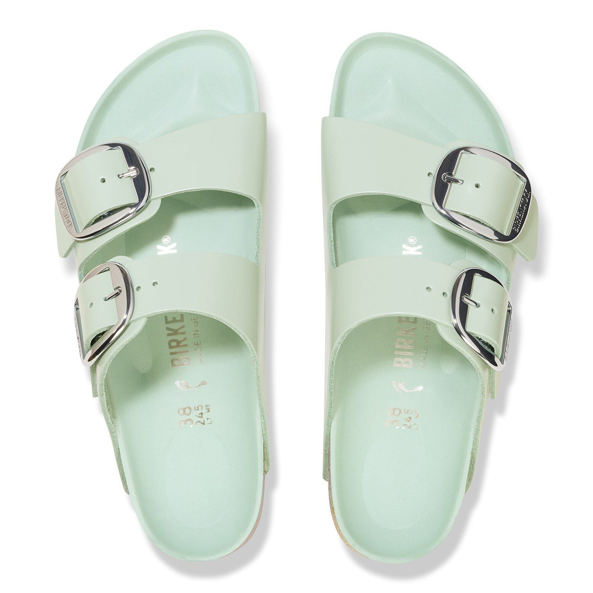 Arizona Big Buckle Natural Leather Patent in Color High Shine Surf Green | Birkenstock