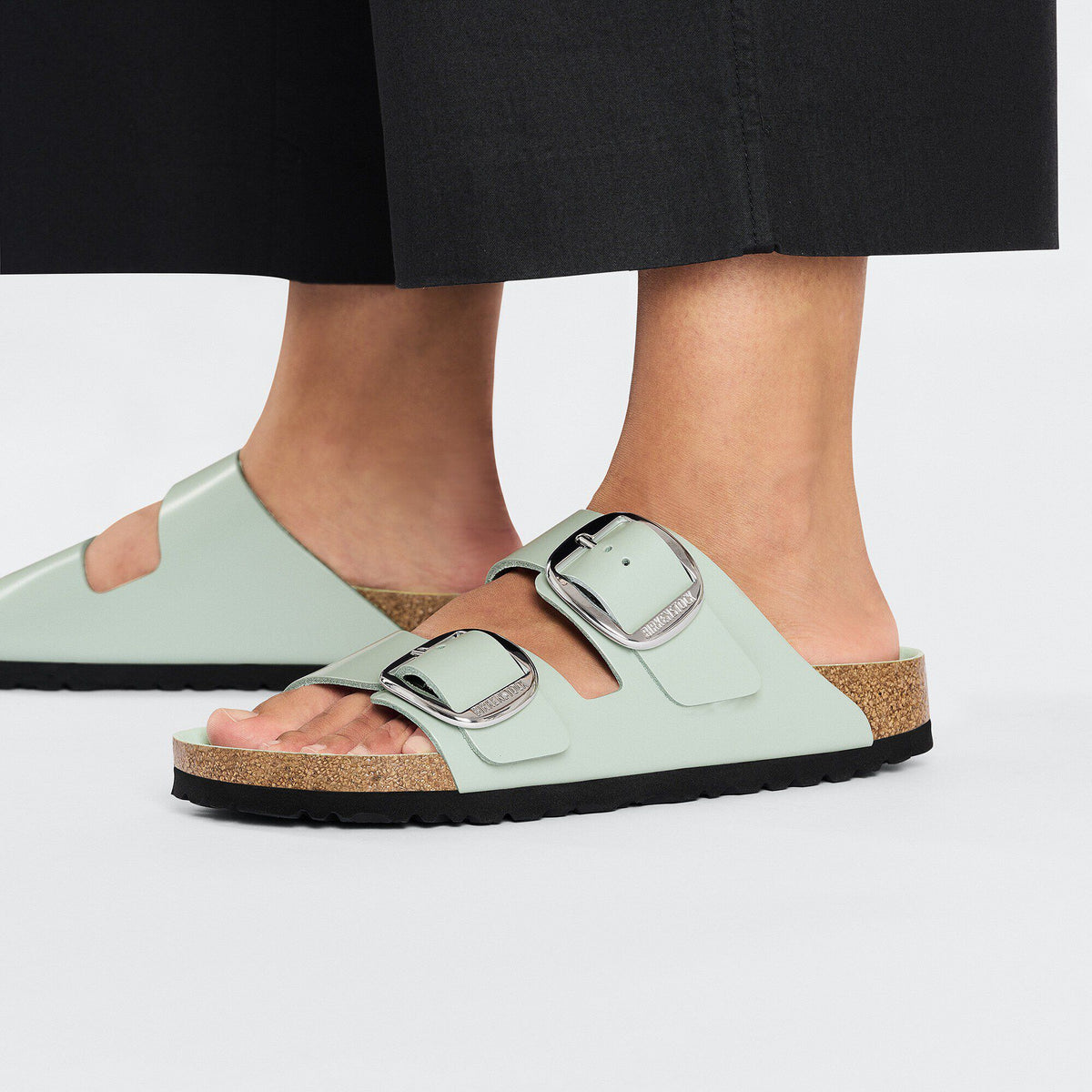 Arizona Big Buckle Natural Leather Patent in Color High Shine Surf Green | Birkenstock