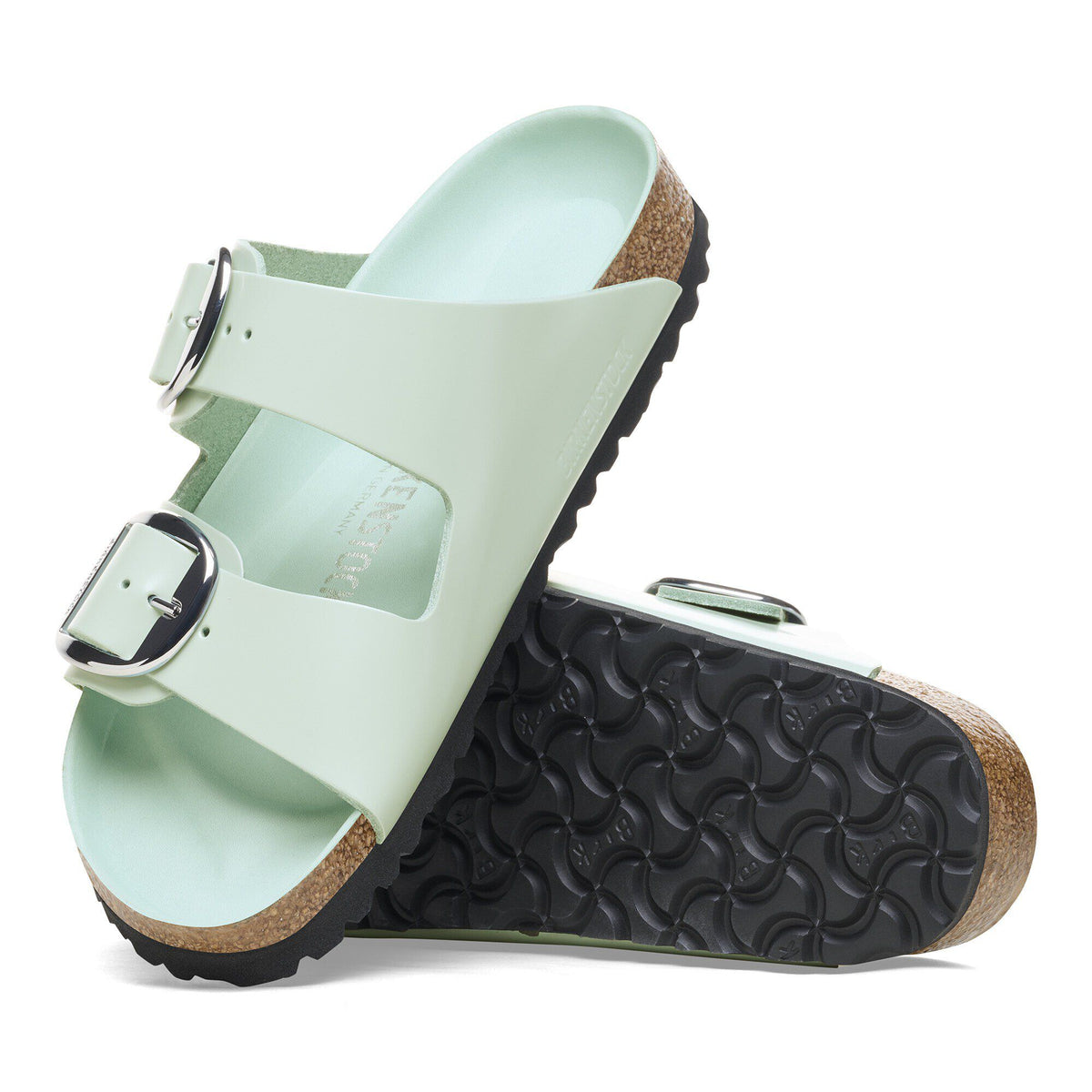 Arizona Big Buckle Natural Leather Patent in Color High Shine Surf Green | Birkenstock