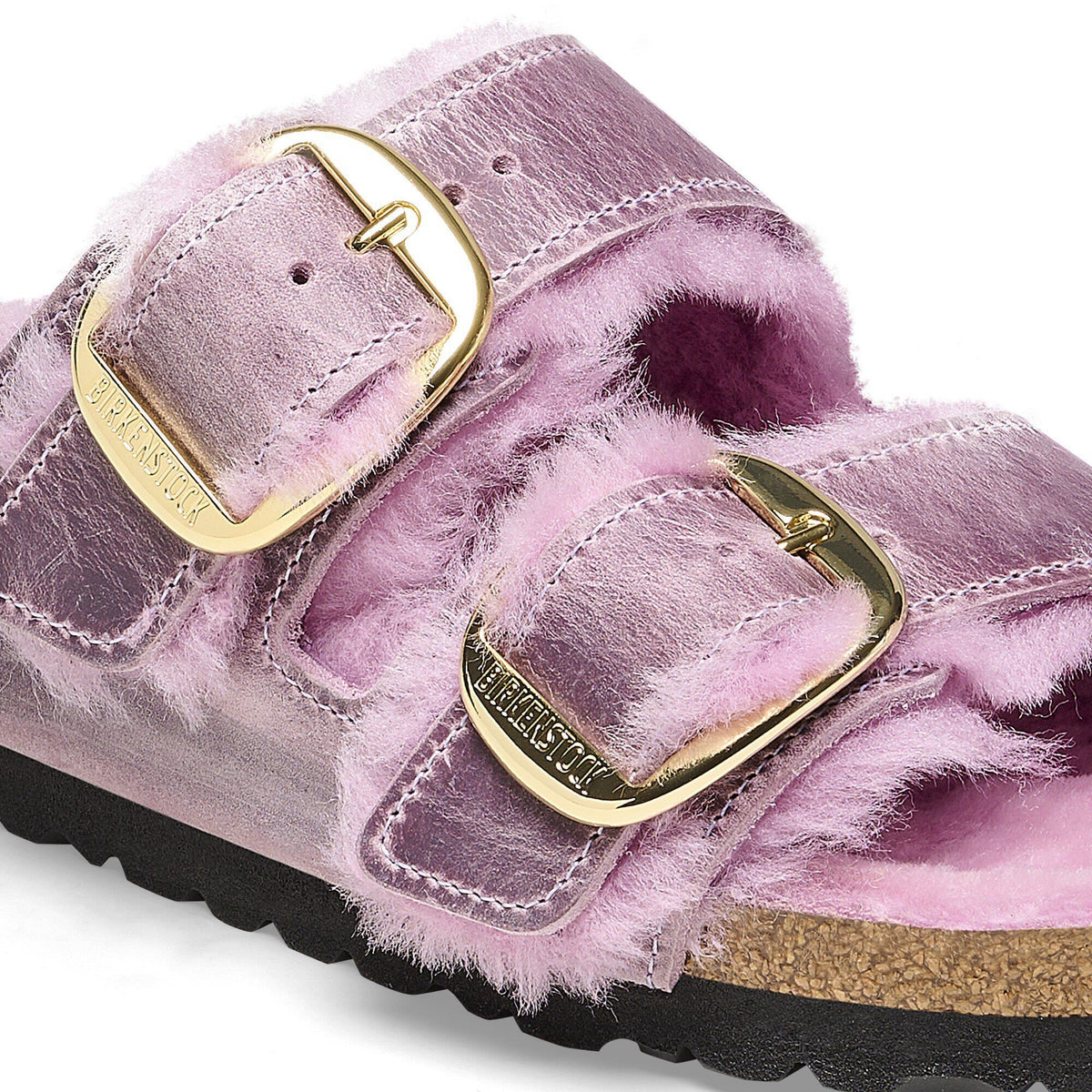 Arizona Big Buckle Shearling Oiled Leather in Color Lavender | Birkenstock