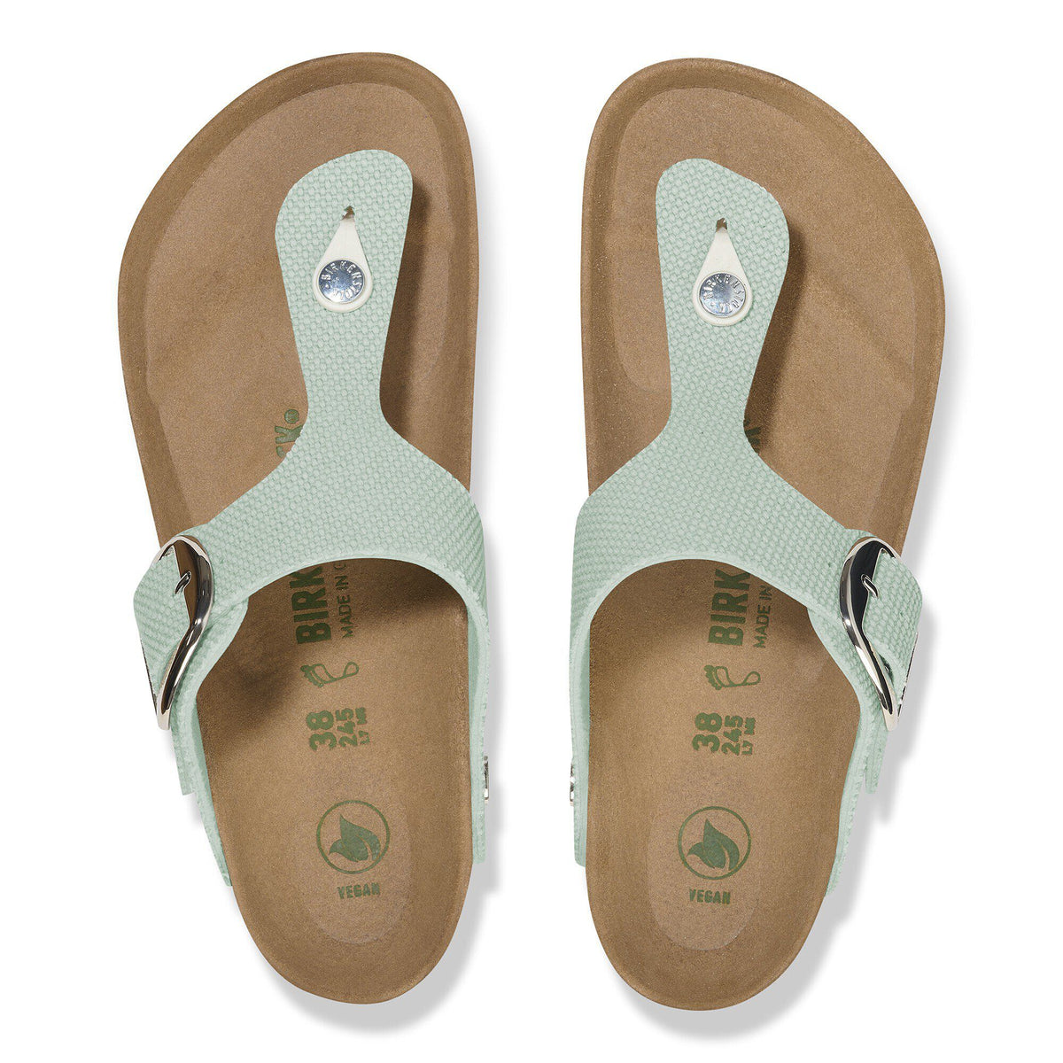Gizeh Vegan Big Buckle Textile in Color Canvas Surf Green | Birkenstock