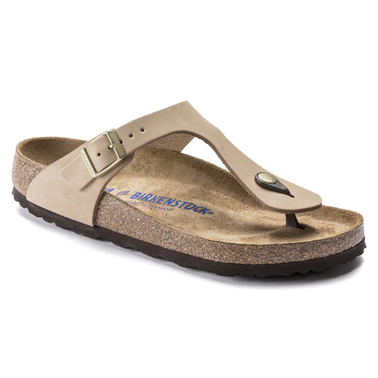Gizeh Soft Footbed Nubuck Leather in Color Sandcastle | Birkenstock