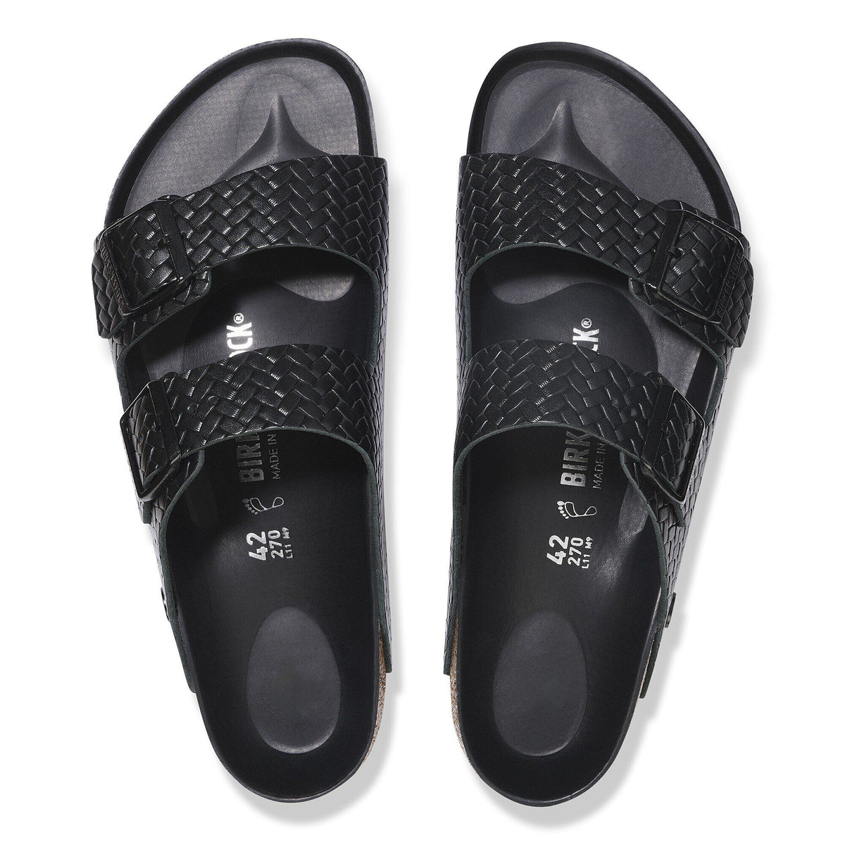 Arizona Leather in Color Woven Embossed Black | Birkenstock
