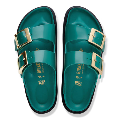 Arizona Droplet Buckle Natural Leather Patent in Color High-Shine Dark Teal | Birkenstock