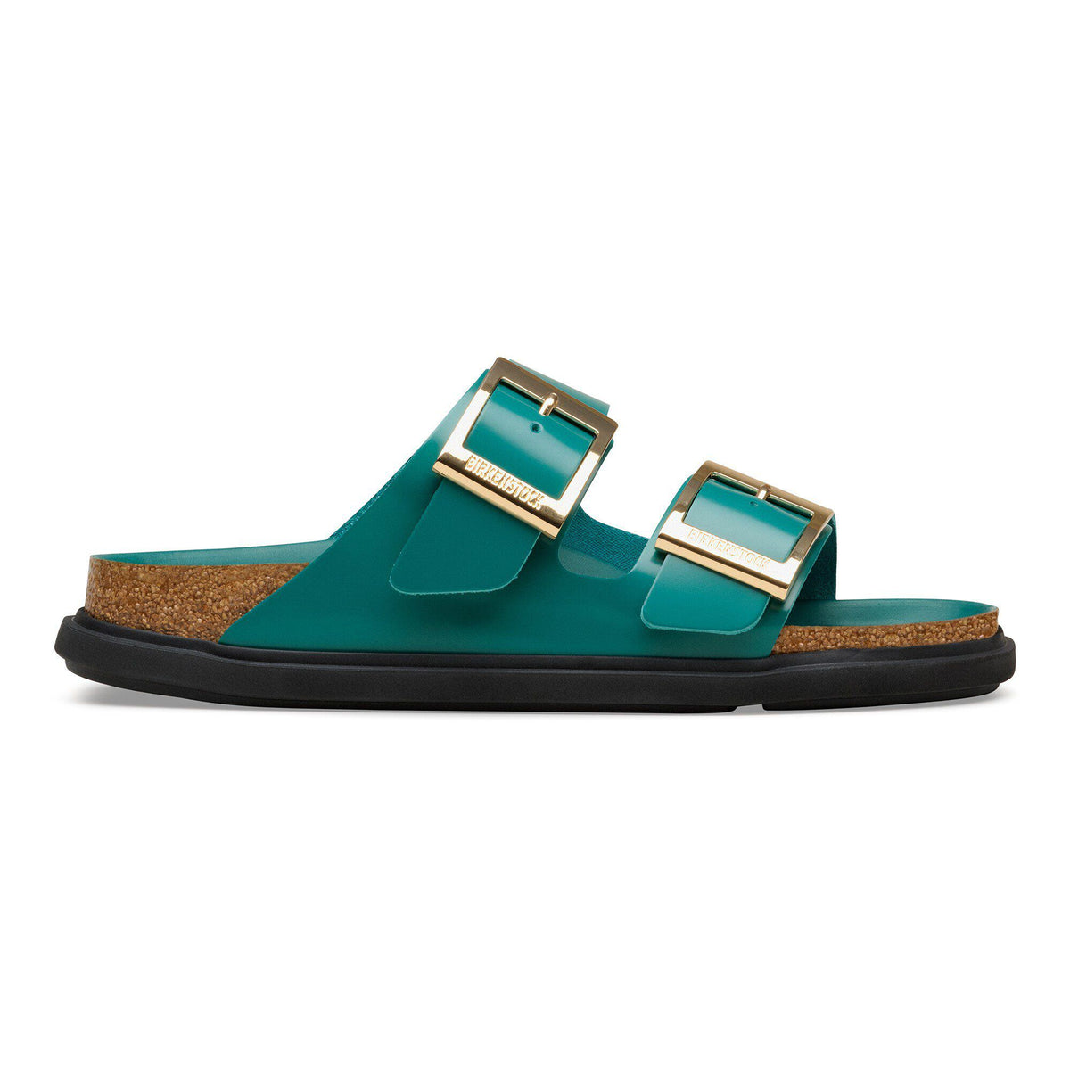 Arizona Droplet Buckle Natural Leather Patent in Color High-Shine Dark Teal | Birkenstock
