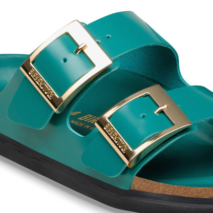 Arizona Droplet Buckle Natural Leather Patent in Color High-Shine Dark Teal | Birkenstock
