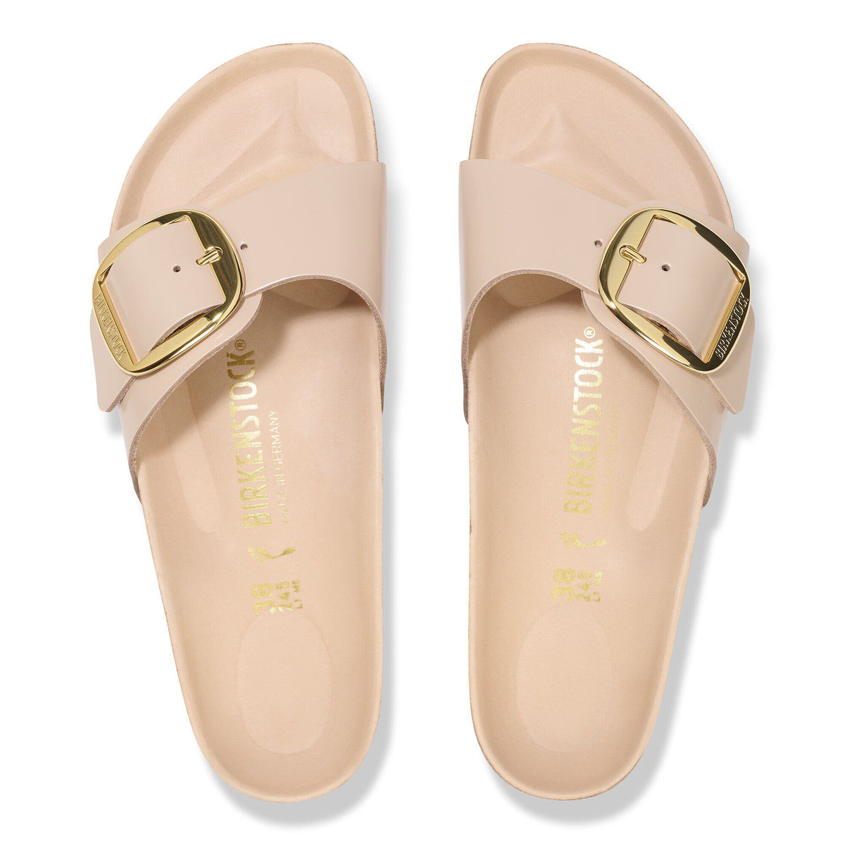 Madrid Big Buckle Natural Leather Patent in Color High Shine New Beige | Birkenstock