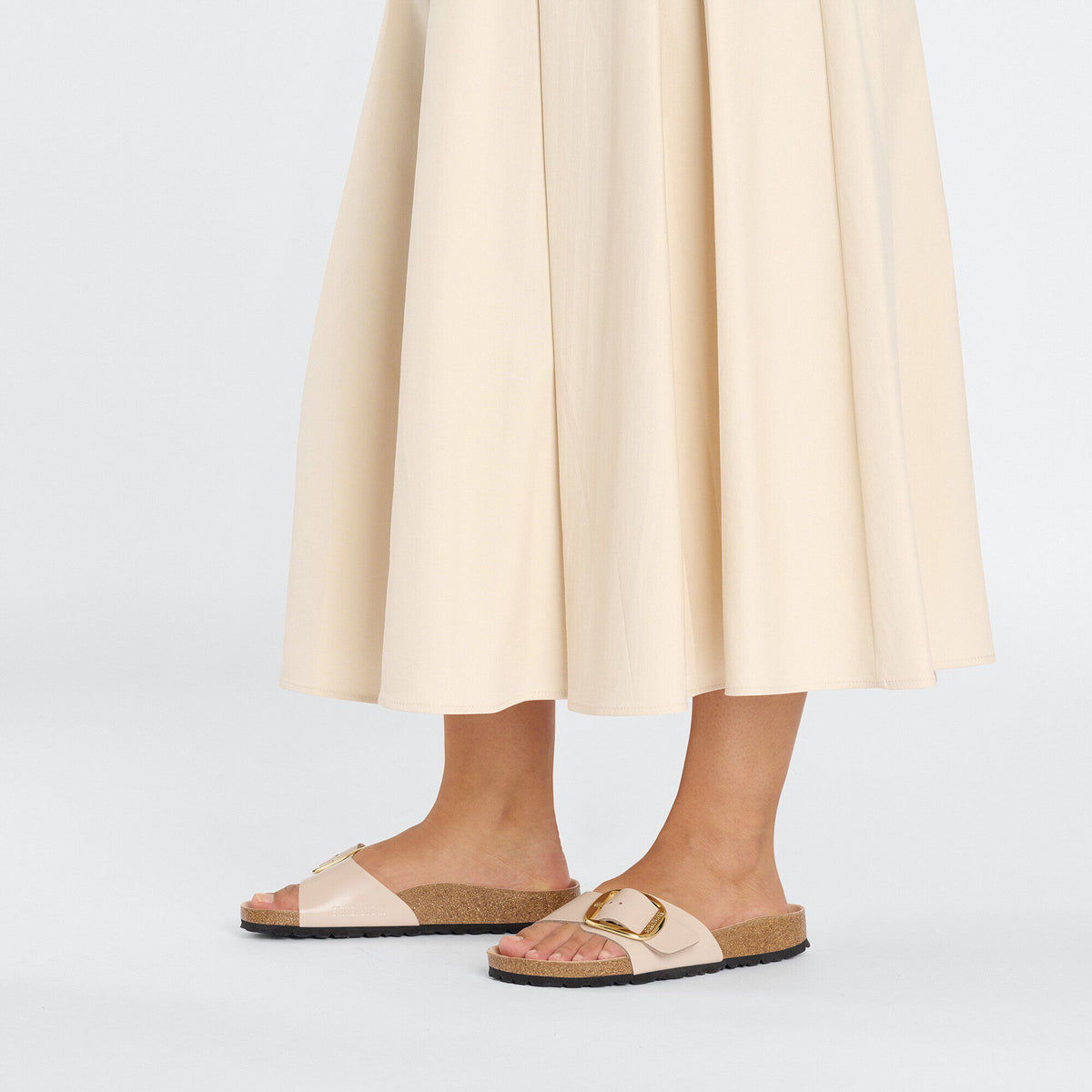 Madrid Big Buckle Natural Leather Patent in Color High Shine New Beige | Birkenstock