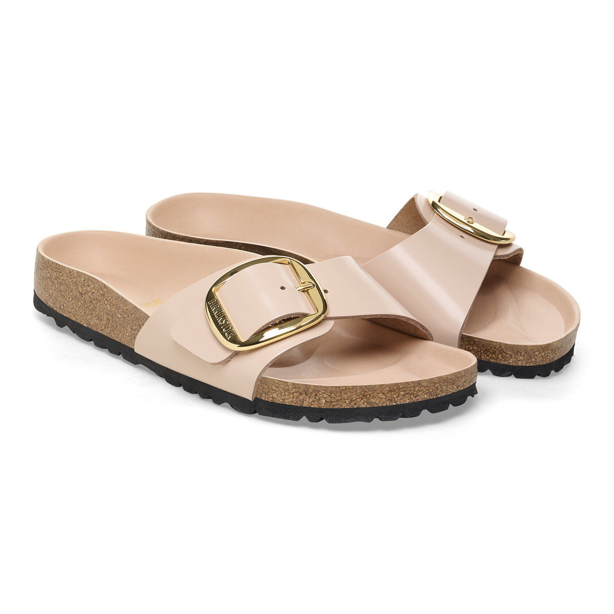 Madrid Big Buckle Natural Leather Patent in Color High Shine New Beige | Birkenstock