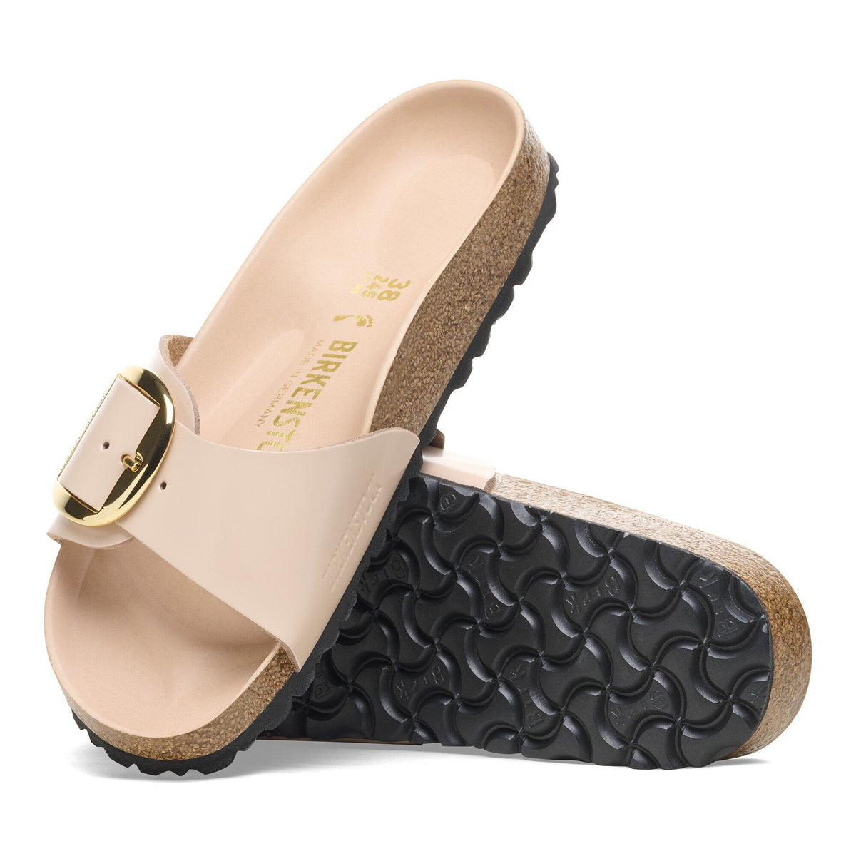 Madrid Big Buckle Natural Leather Patent in Color High Shine New Beige | Birkenstock