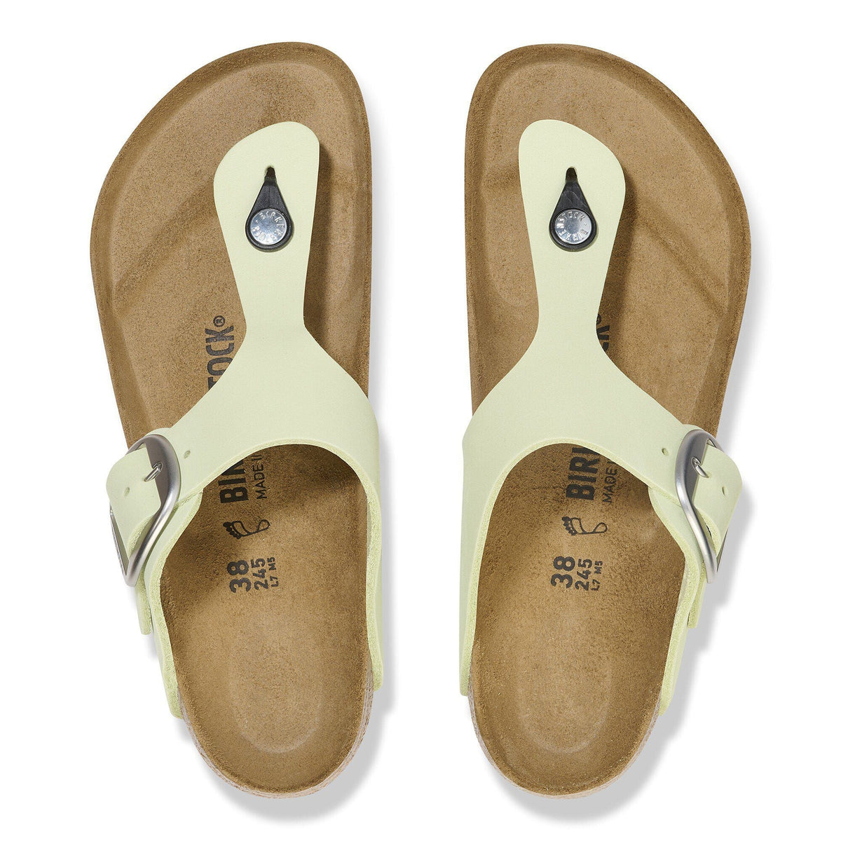 Gizeh Big Buckle Nubuck Leather in Color Faded Lime | Birkenstock